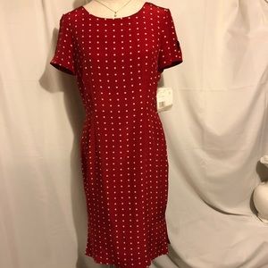 Liz Claiborne Red Silk Dress w/ White Dots Size 6
